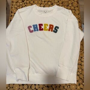 Maurices White Sweatshirt with Multicolor Embroidery